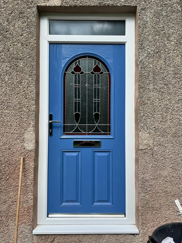 White Frame Blue Composite Door